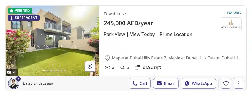 Property Finder: townhouse in Dubai Hills